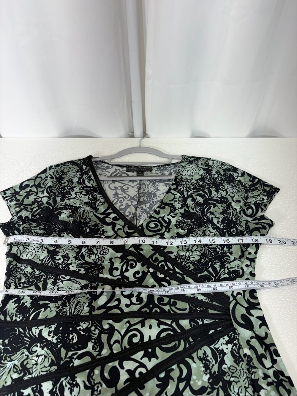 connected apparel Mint Green and Black Patterned Wrap-Style Midi Dress 3977 - Picture 8 of 11